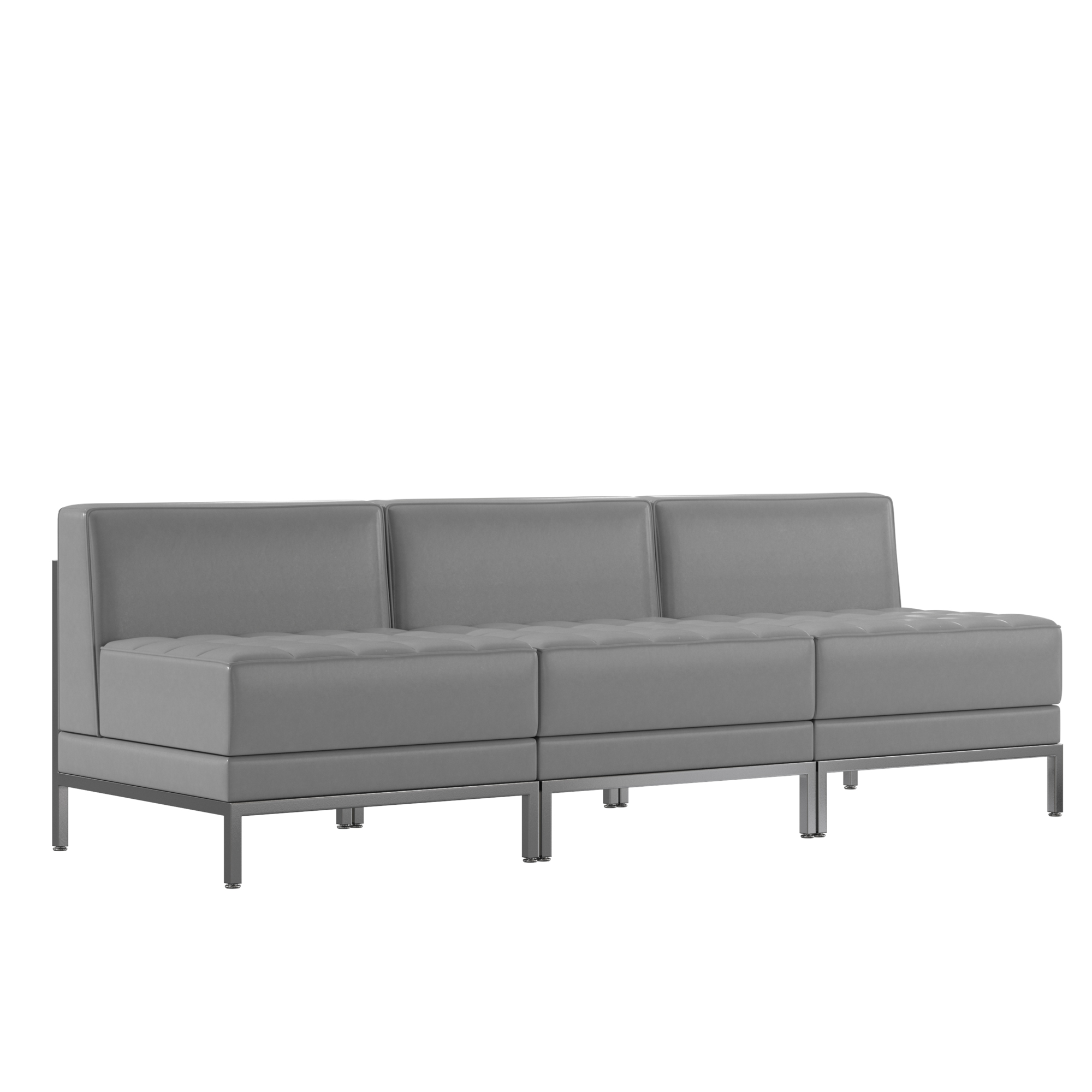 Flash Furniture, 3 Piece Gray LeatherSoft Modular Lounge Set, Included (qty.) 3 Model# ZBIMAGMIDCH3GY